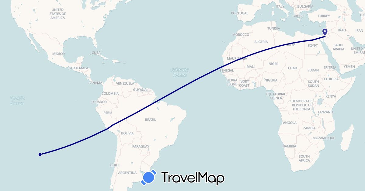 TravelMap itinerary: driving in Chile, Egypt, Jordan, Peru (Africa, Asia, South America)